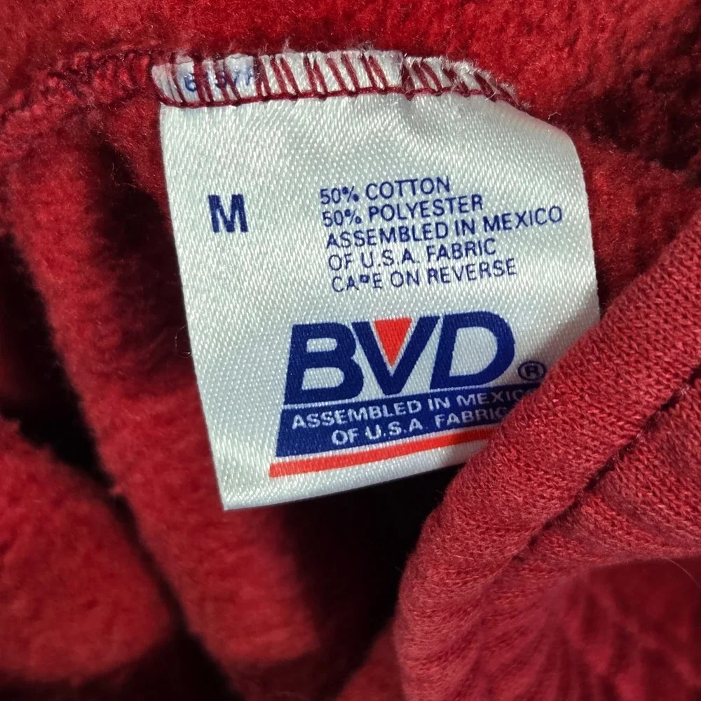 Vintage BVD Mens Red Fleece Sweatpants Joggers Size M 90s USA Fabric Tapered